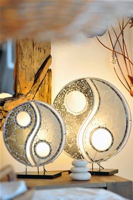 Lampe YIN YANG en verre sécurit 30 cm