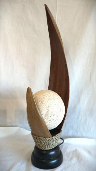 LAMP PALMX2+BOULE 70CM NAT